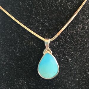 Sterling Silver Turquoise Drop Necklace (24")